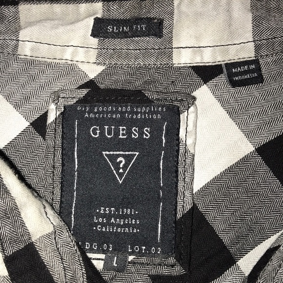 🖤GUESS BLACK LABEL MENS PLAID L/S SHIRT SIZE L🖤 - Picture 2 of 10